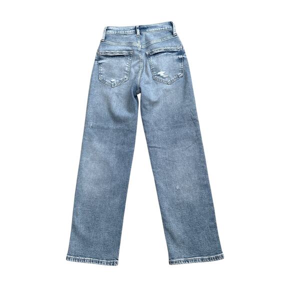 Arizona Highest Rise Straight Leg Studded Distressed Blue Jeans Size 0 - Picture 2 of 9